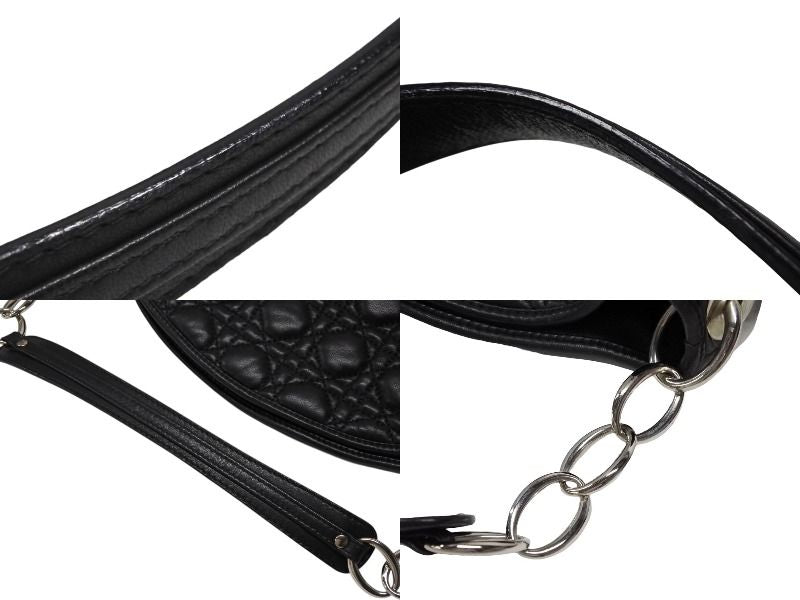 Dior Cannage Shoulder Bag Black Lambskin Silver — view 3