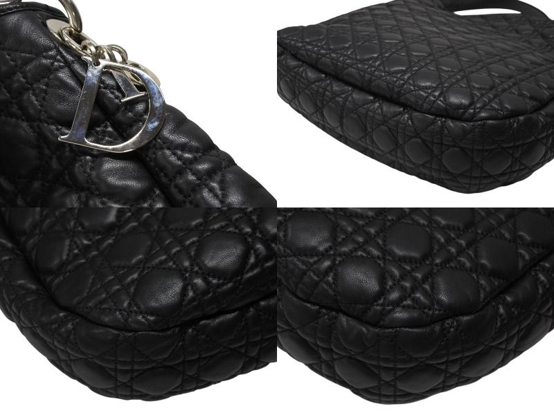 Dior Cannage Shoulder Bag Black Lambskin Silver — view 5