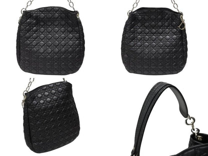 Dior Cannage Shoulder Bag Black Lambskin Silver — view 2