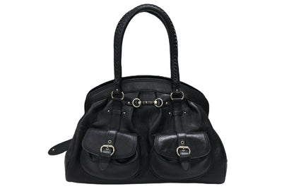 Dior Handbag Leather Black Silver