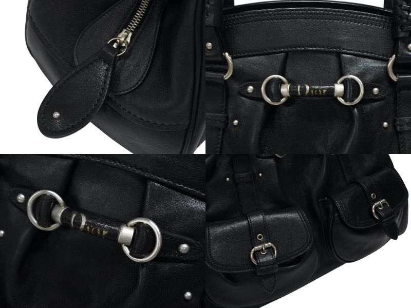 Dior Handbag Leather Black Silver — view 6