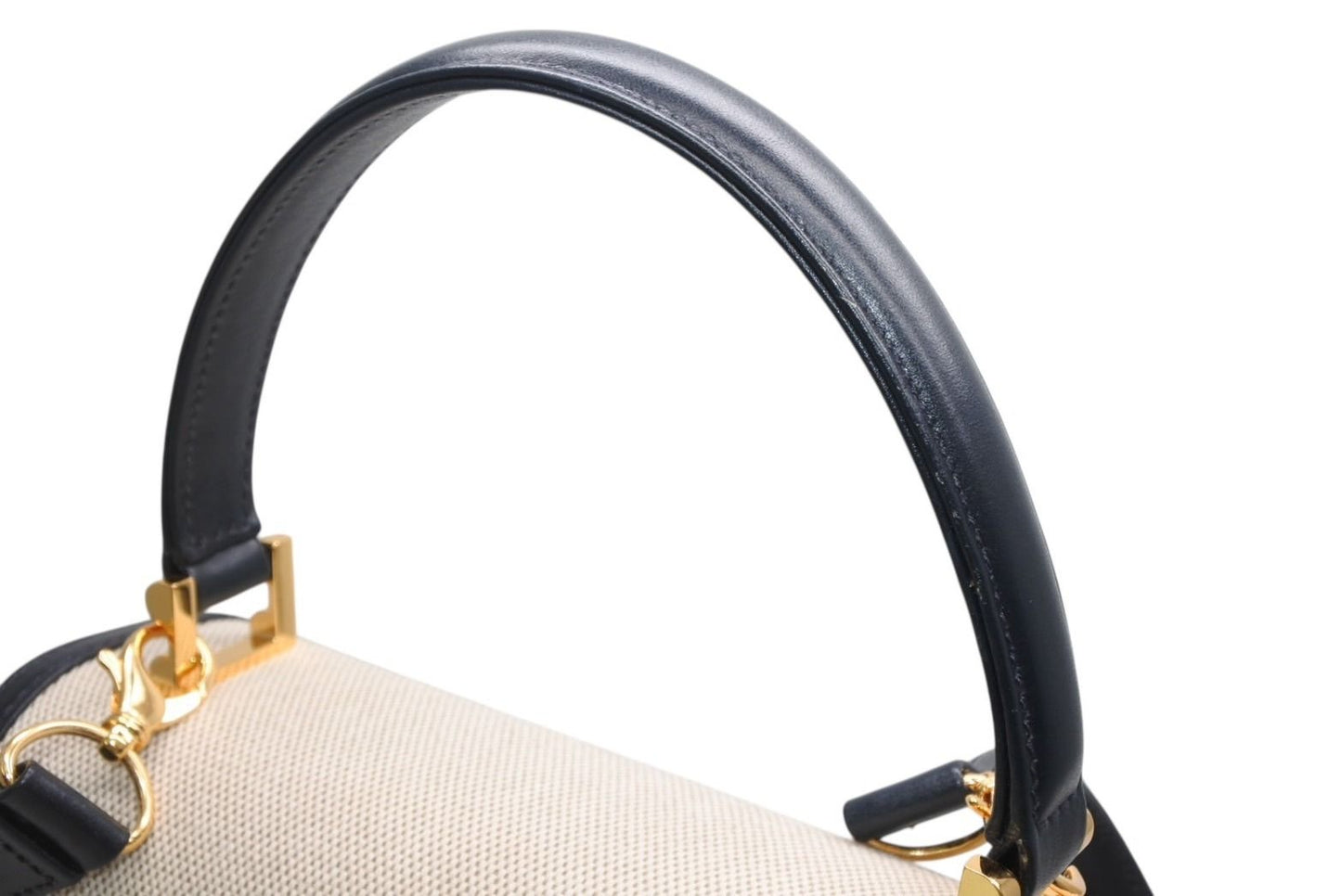 Tiffany & Co 2-Way Bag Canvas Leather Navy Beige Gold HardWear — view 6