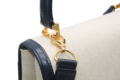 Tiffany & Co 2-Way Bag Canvas Leather Navy Beige Gold HardWear — view 4