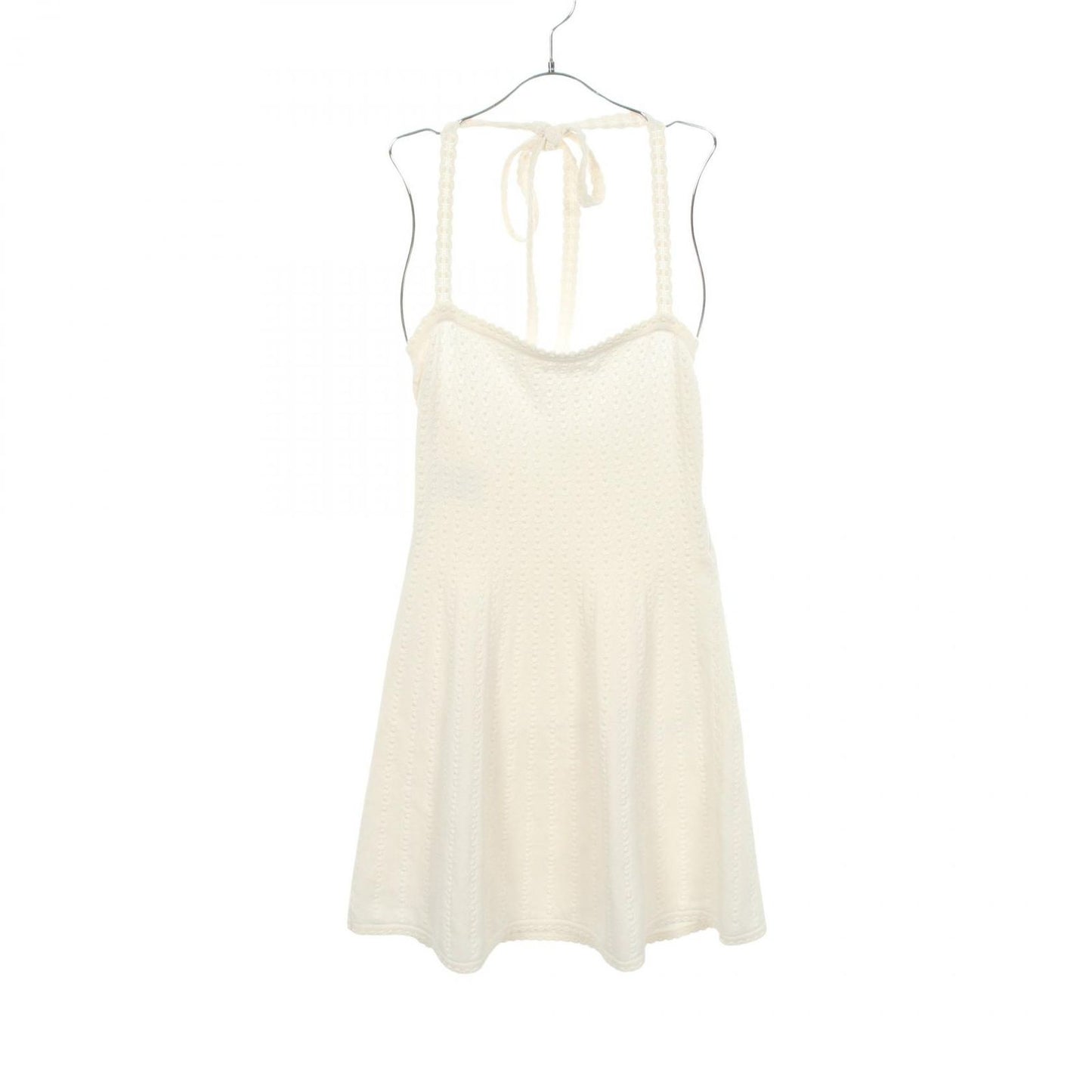 Chanel Dress Halter Neck White Cotton Silk
