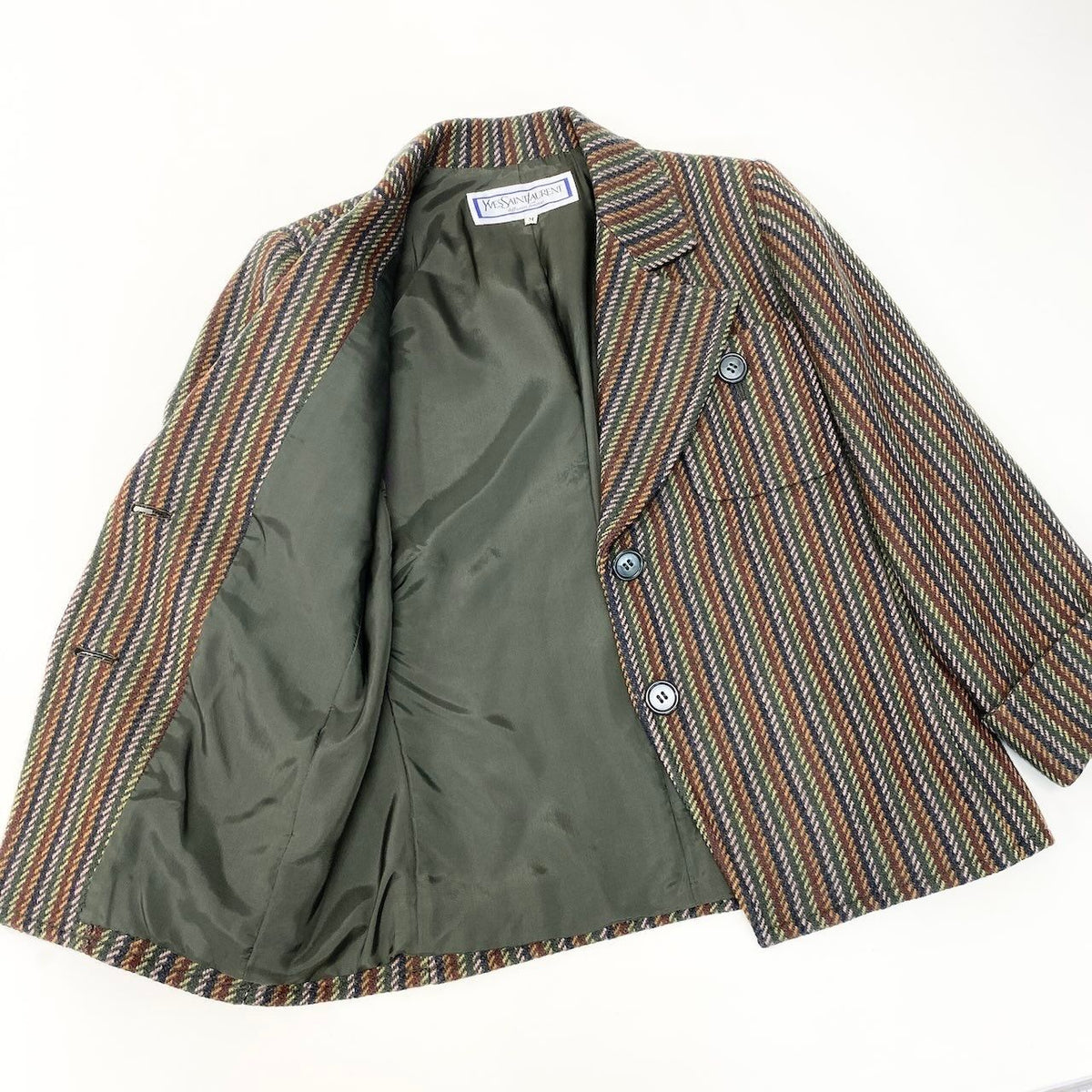 Saint Laurent Tailored Jacket Striped Pattern Embroidery M Multicolor Wool — view 5