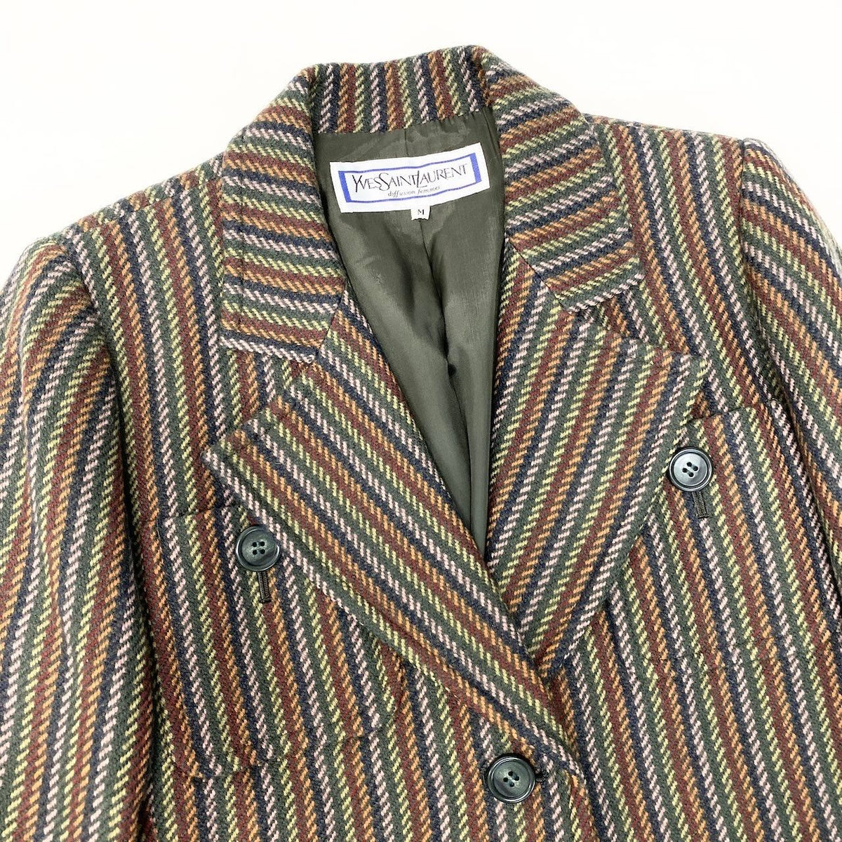 Saint Laurent Tailored Jacket Striped Pattern Embroidery M Multicolor Wool — view 3