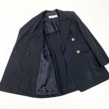 Dior CD Button Terra Jacket Blazer Double Breasted 9 Black Wool — view 7