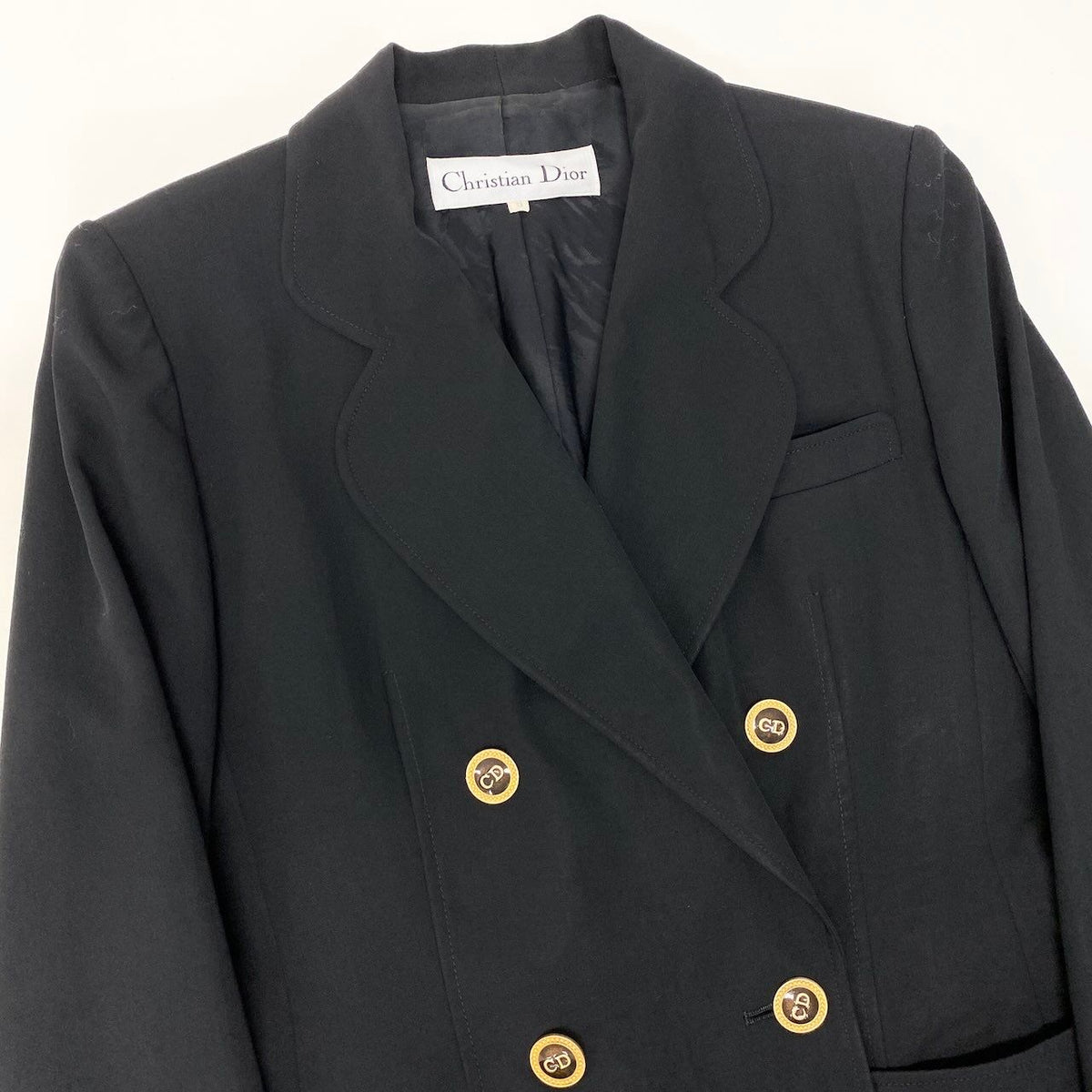 Dior CD Button Terra Jacket Blazer Double Breasted 9 Black Wool — view 4