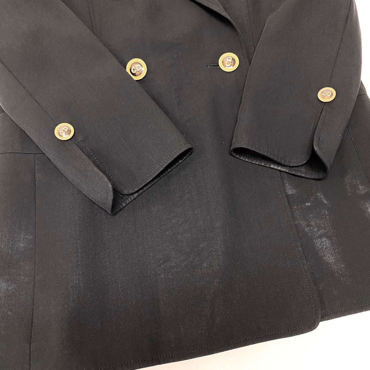 Dior CD Button Terra Jacket Blazer Double Breasted 9 Black Wool — view 5