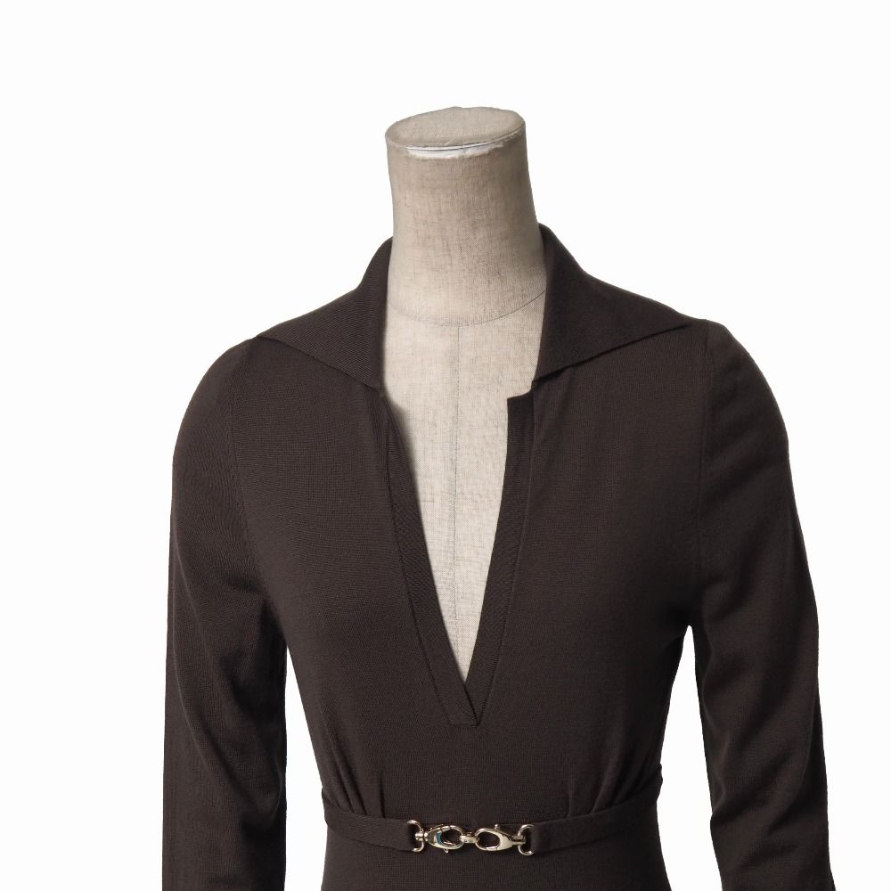Gucci Knit XS Belt Decoration V-neck Long Sleeve Sweater — view 2