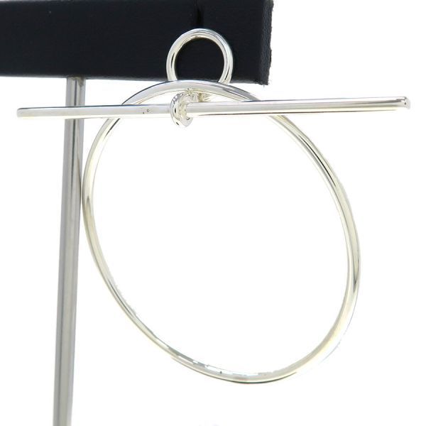 Hermes Earrings Loop MM Silver — view 3