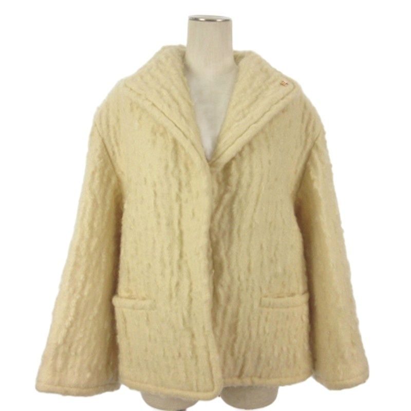 Chanel CC Logo Mohair Coat White 42