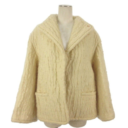 Chanel CC Logo Mohair Coat White 42