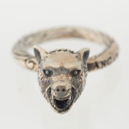 Gucci Anga Forest Wolf Head 925 Sterling Silver Ring — view 2