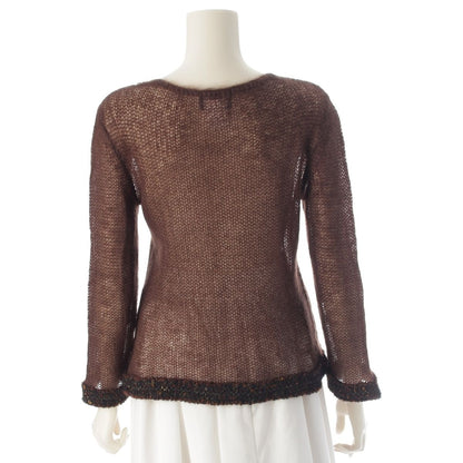 Chanel Mohair CC Logo Long Sleeve Sweater Knit Top Brown 36 — view 4