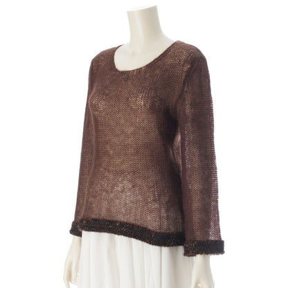 Chanel Mohair CC Logo Long Sleeve Sweater Knit Top Brown 36 — view 2