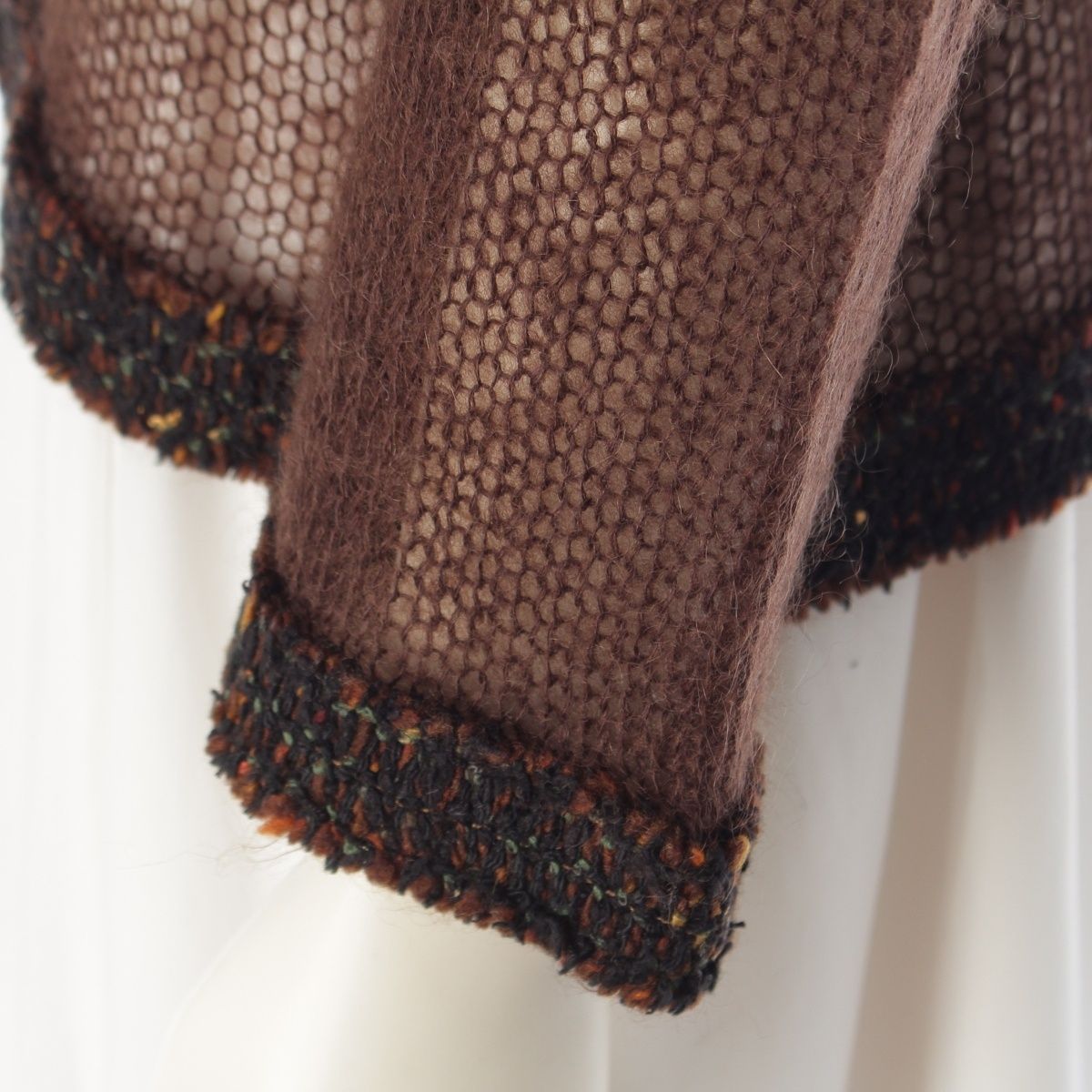 Chanel Mohair CC Logo Long Sleeve Sweater Knit Top Brown 36 — view 7