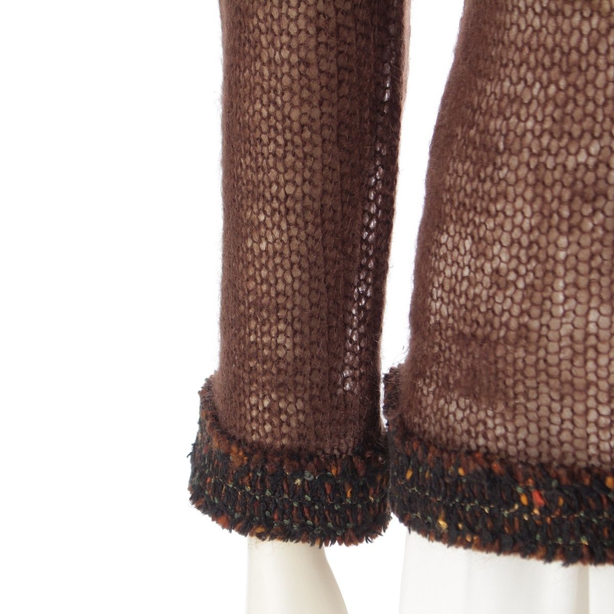 Chanel Mohair CC Logo Long Sleeve Sweater Knit Top Brown 36 — view 6