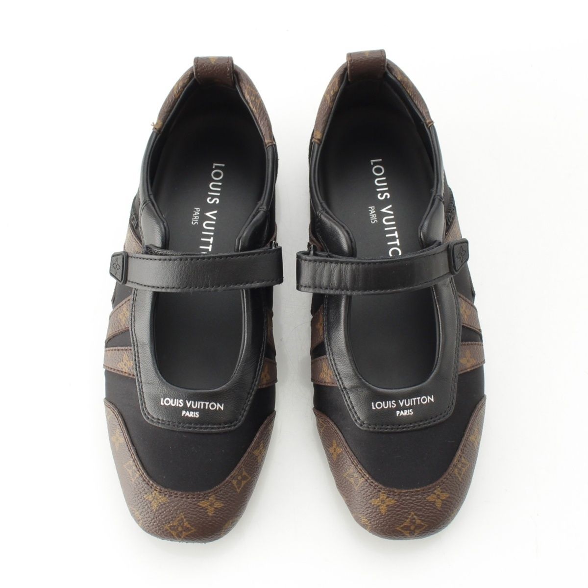 Louis Vuitton LV Sneakers Monogram Mary Jane Shoes Black Brown — view 2