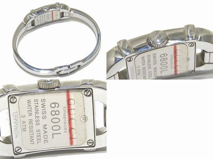 Gucci Bangle Watch Quartz Silver SS Black Dial GG Pattern — view 2