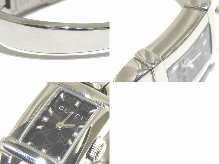 Gucci Bangle Watch Quartz Silver SS Black Dial GG Pattern — view 3
