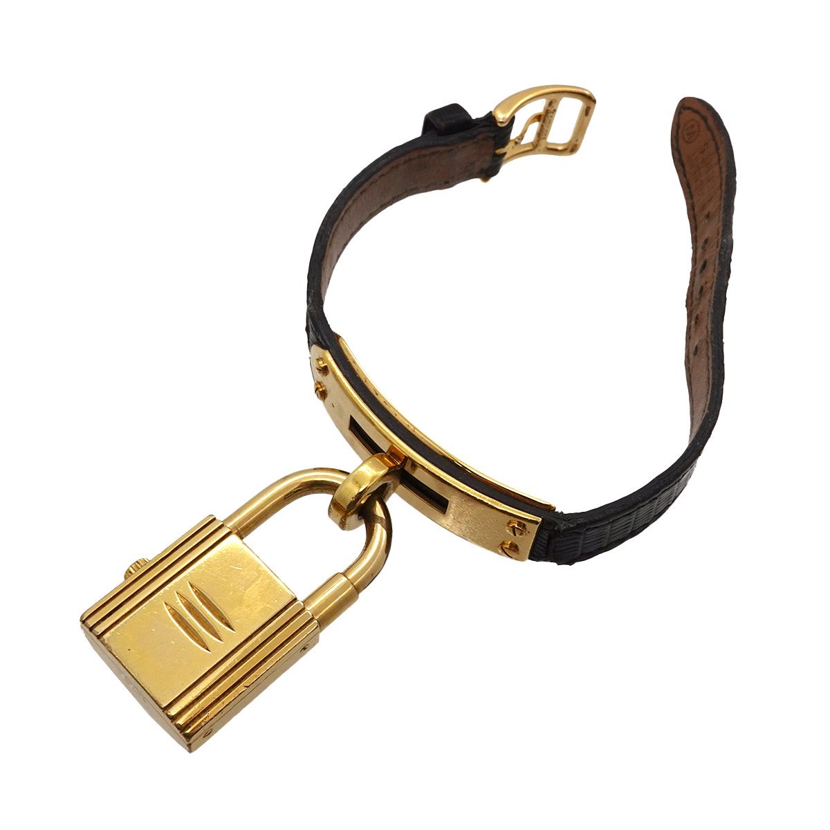 Hermes Kelly Watch Vintage Gold Black Quartz Cadena — view 5