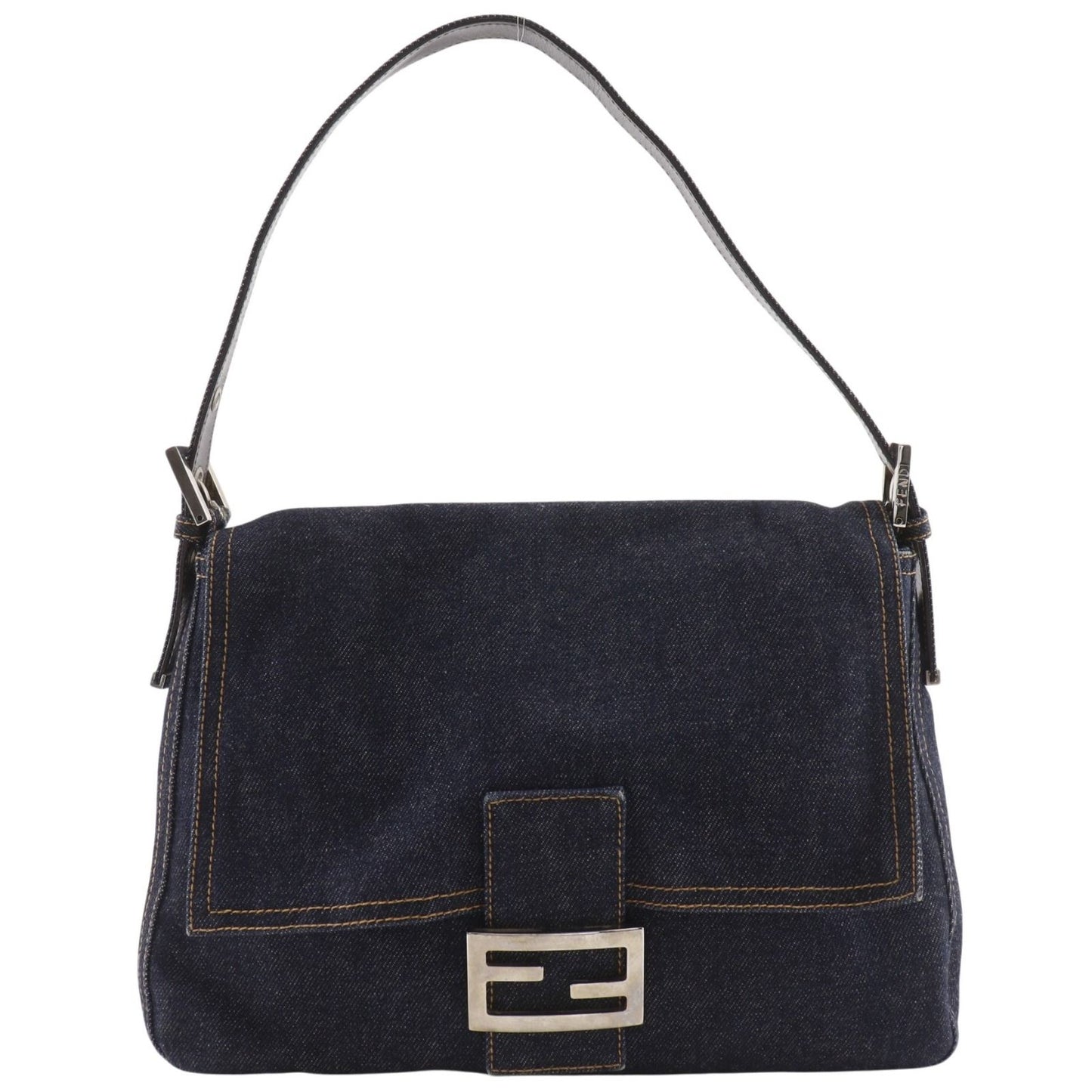 Fendi Mamma Bucket Denim Navy Shoulder Bag