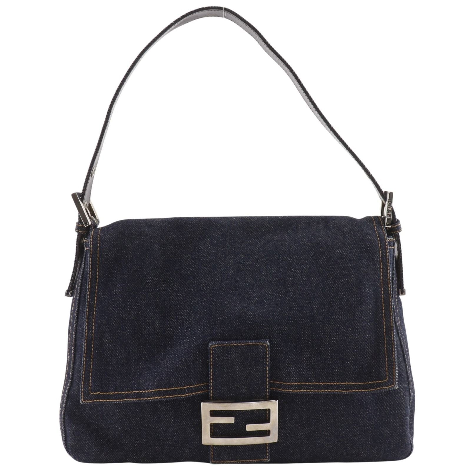 Fendi Mamma Bucket Denim Navy Shoulder Bag