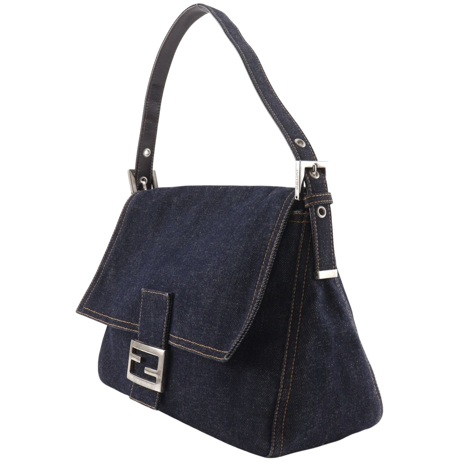Fendi Mamma Bucket Denim Navy Shoulder Bag — view 2