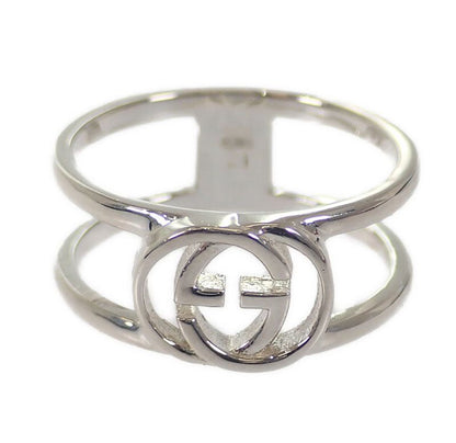 Gucci Interlocking G Wide Open Band Stamp Ring 925 Sterling Silver