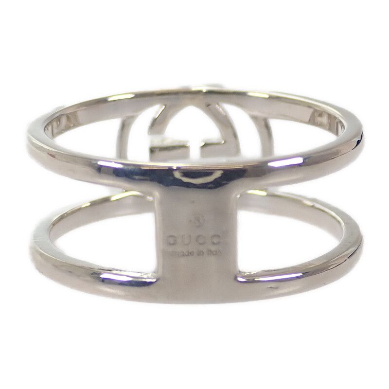 Gucci Interlocking G Wide Open Band Stamp Ring 925 Sterling Silver — view 5