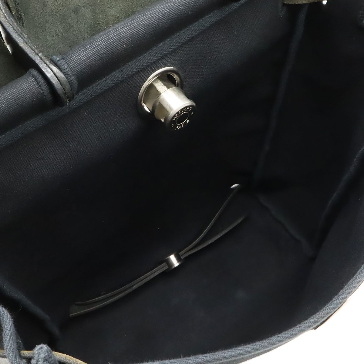 Hermes Herbag A Dos PM Backpack 2-Way Handbag Toile Officier Leather Black — view 6