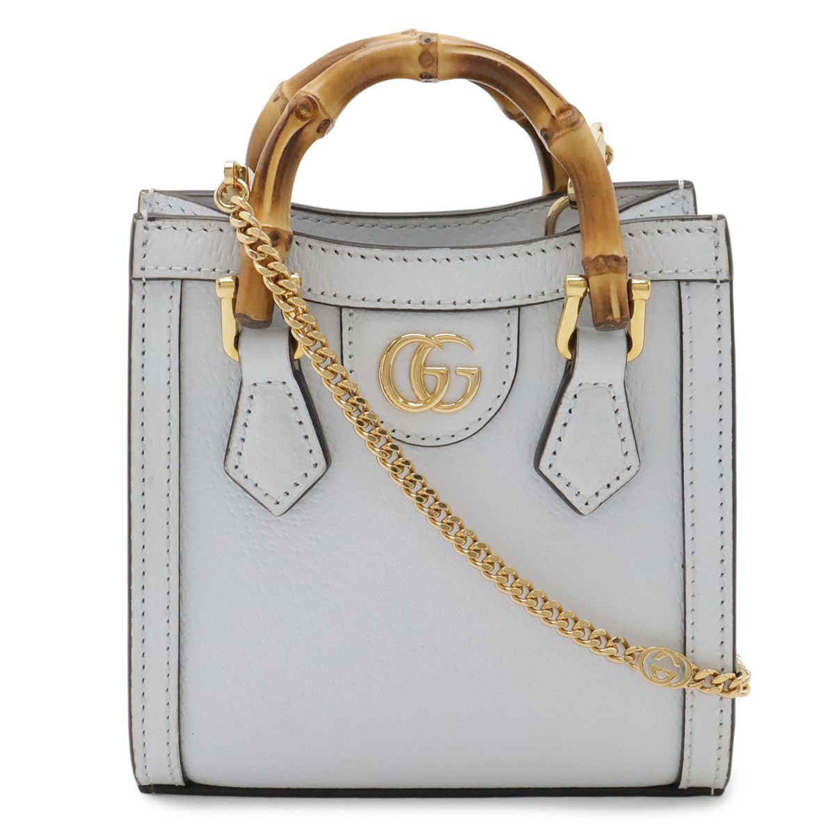 Gucci Diana Nano Mini Bag Top Handle 2-Way Chain Leather Pale Blue
