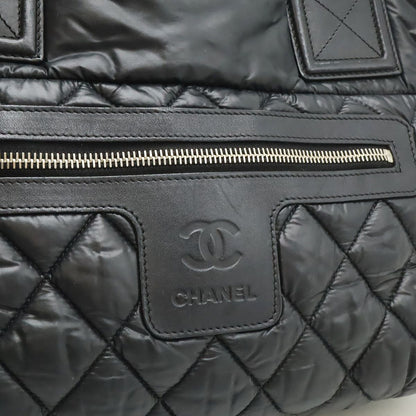 Chanel Coco Cocoon Small Tote Bag Quilted Nylon Leather Black Silver — view 8