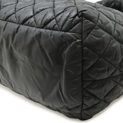 Chanel Coco Cocoon Small Tote Bag Quilted Nylon Leather Black Silver — view 3