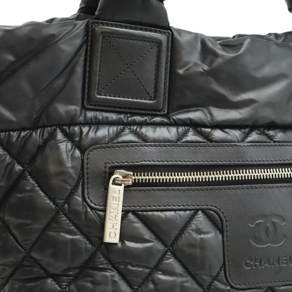 Chanel Coco Cocoon Small Tote Bag Quilted Nylon Leather Black Silver — view 7