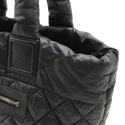 Chanel Coco Cocoon Small Tote Bag Quilted Nylon Leather Black Silver — view 6