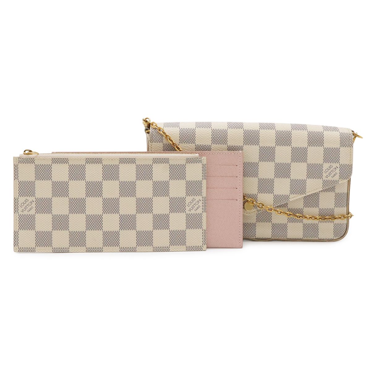 Louis Vuitton Damier Azur Pochette Felicie Shoulder Bag Chain 2-Way Clutch