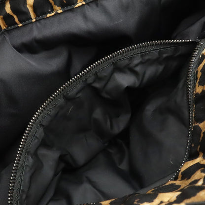 Prada Leopard Print Tote Big 2-Way Shoulder Bag Crossbody Nylon Leather Black — view 8