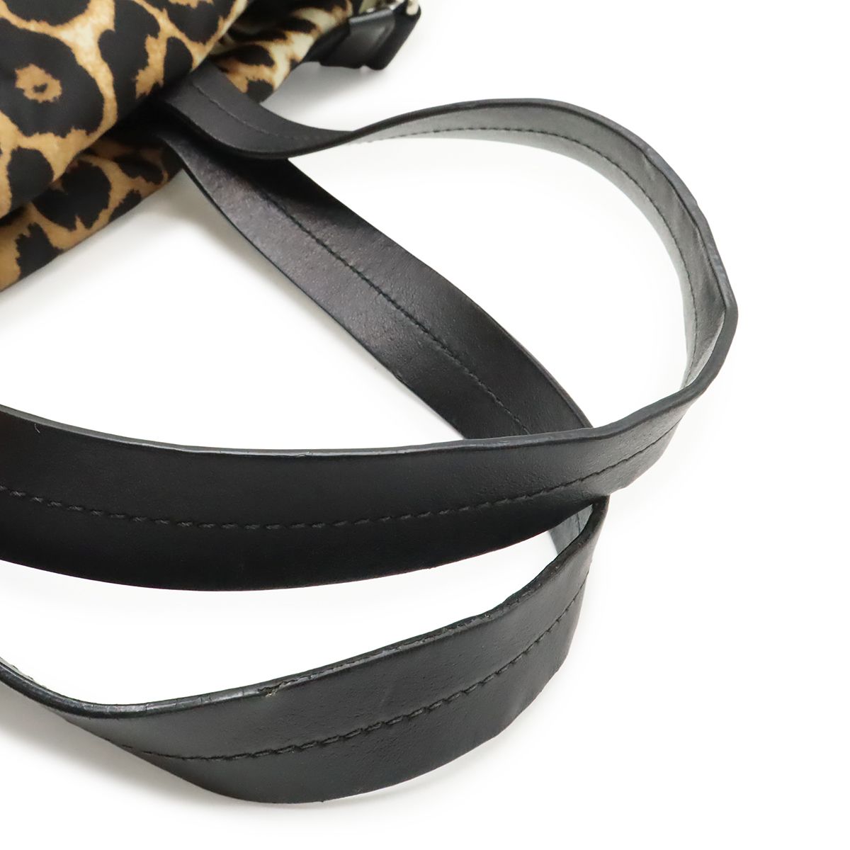 Prada Leopard Print Tote Big 2-Way Shoulder Bag Crossbody Nylon Leather Black — view 4