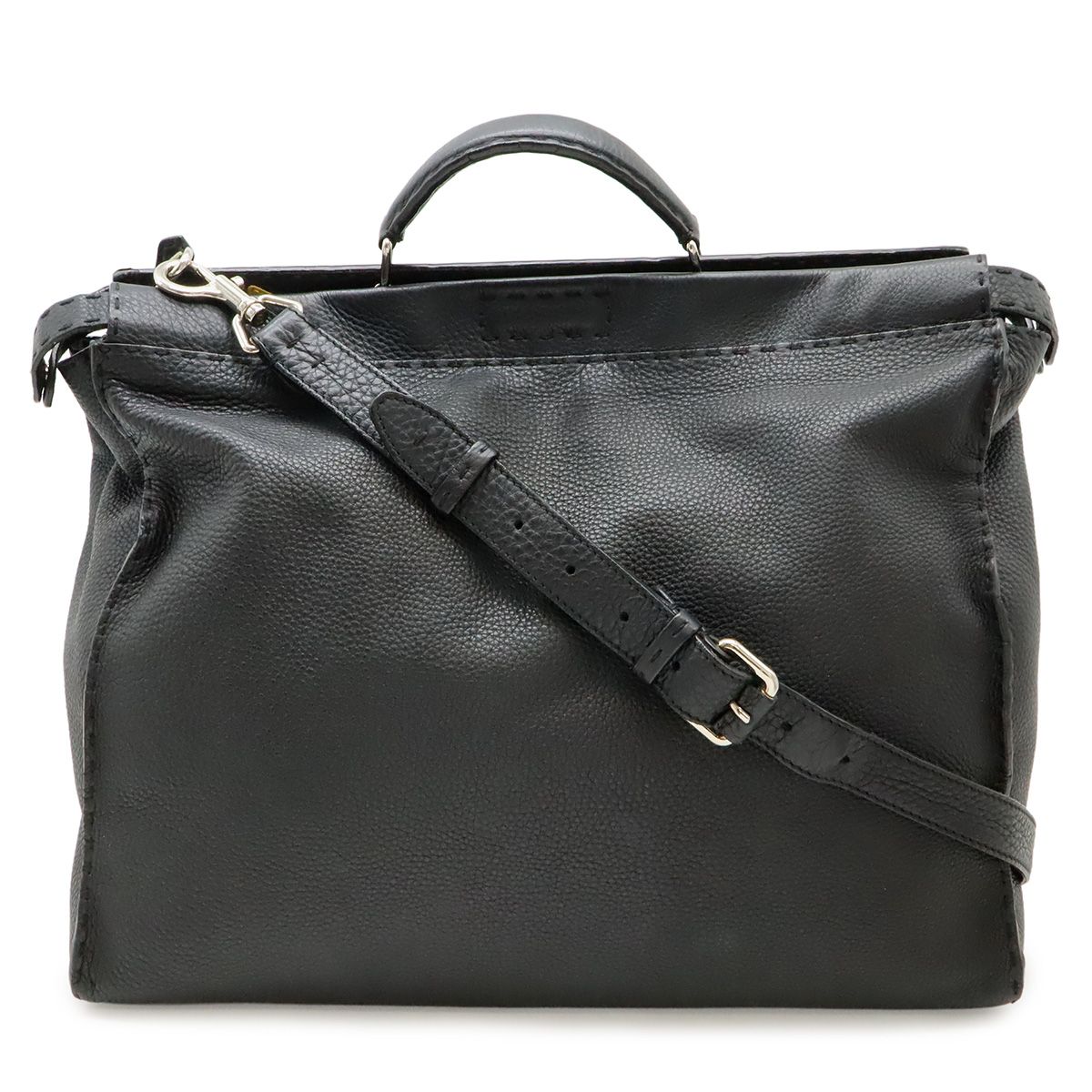 Fendi Monster Bugs Selleria Peekaboo Tote 2-Way Shoulder Bag Leather Black