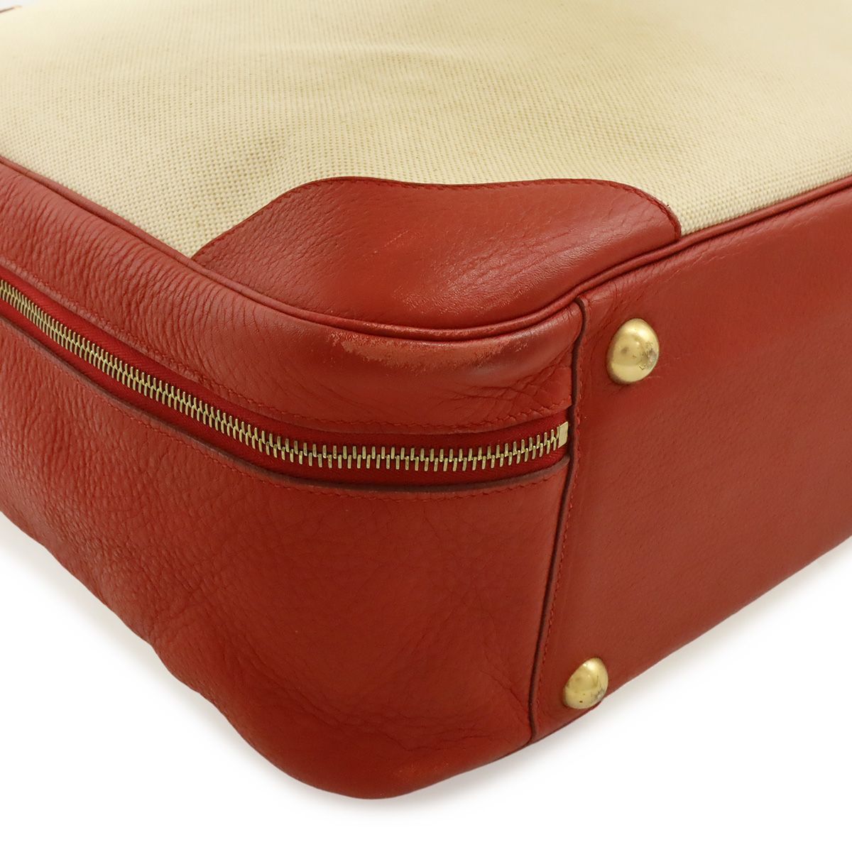 Hermes Victoria 50 Boston Bag Purse Toile H Taurillon Clemence Beige — view 3