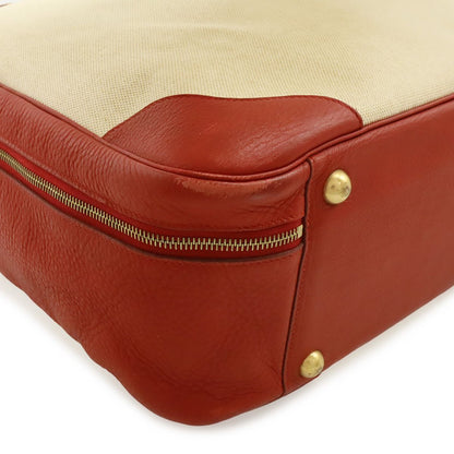 Hermes Victoria 50 Boston Bag Purse Toile H Taurillon Clemence Beige — view 3