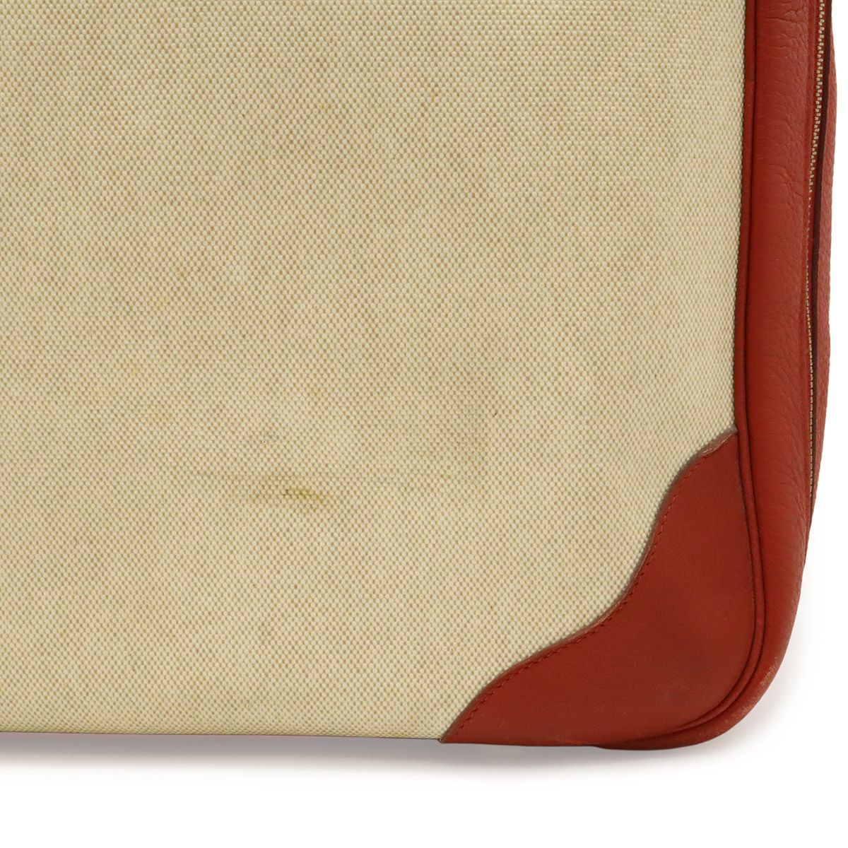 Hermes Victoria 50 Boston Bag Purse Toile H Taurillon Clemence Beige — view 8