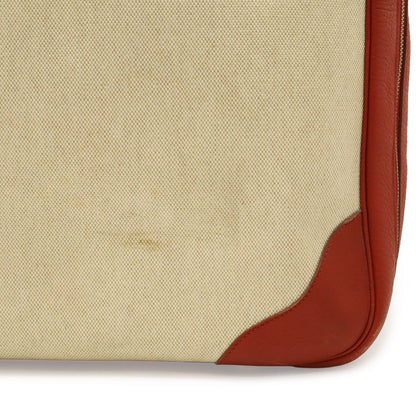 Hermes Victoria 50 Boston Bag Purse Toile H Taurillon Clemence Beige — view 8
