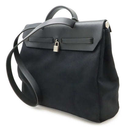 Hermes Herbag MM 2-Way Shoulder Bag Toile Officier Canvas Black — view 2