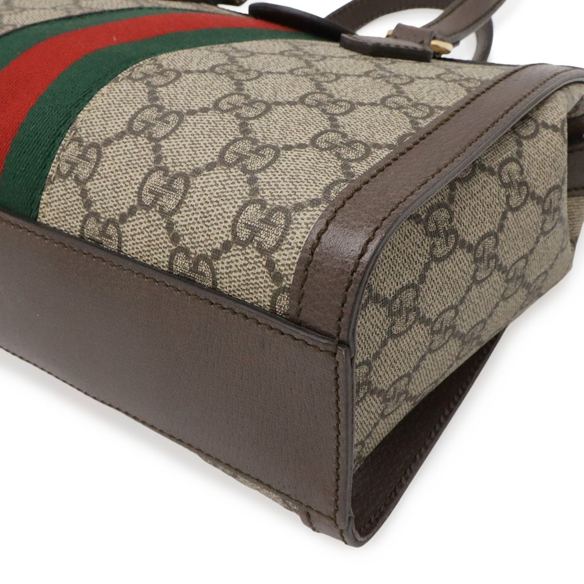 Gucci Ophidia GG Supreme Small Tote 2-Way Shoulder Bag Leather Beige Mocha Brown — view 3