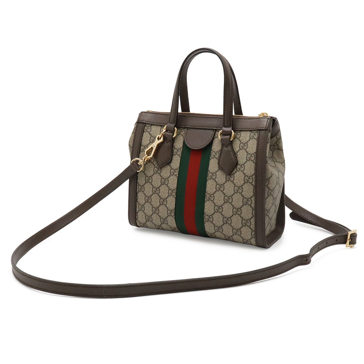 Gucci Ophidia GG Supreme Small Tote 2-Way Shoulder Bag Leather Beige Mocha Brown — view 2