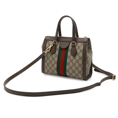 Gucci Ophidia GG Supreme Small Tote 2-Way Shoulder Bag Leather Beige Mocha Brown — view 2