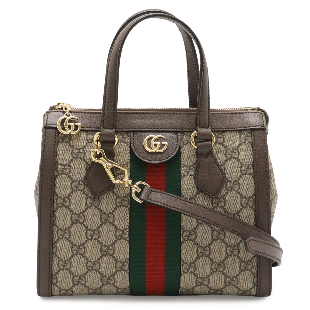 Gucci Ophidia GG Supreme Small Tote 2-Way Shoulder Bag Leather Beige Mocha Brown